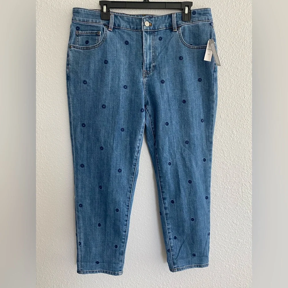 NWT Talbots Rolling Ditsy Everyday Relaxed ankle Jeans women’s size 14P - Picture 5 of 15